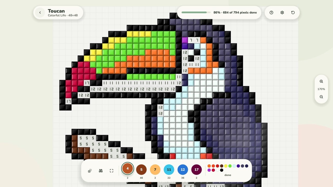 A toucan made of sparkling cut jewels